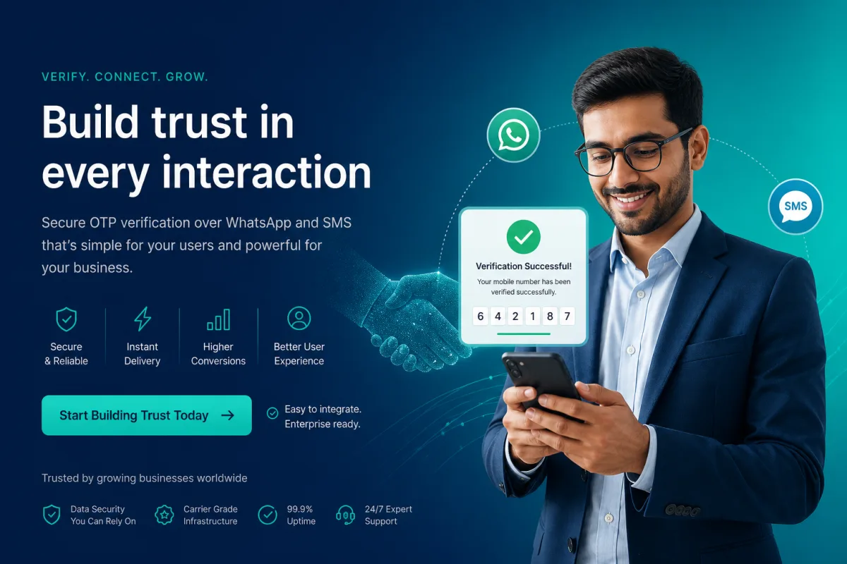 Customer verifying identity with OTP on WhatsApp and SMS